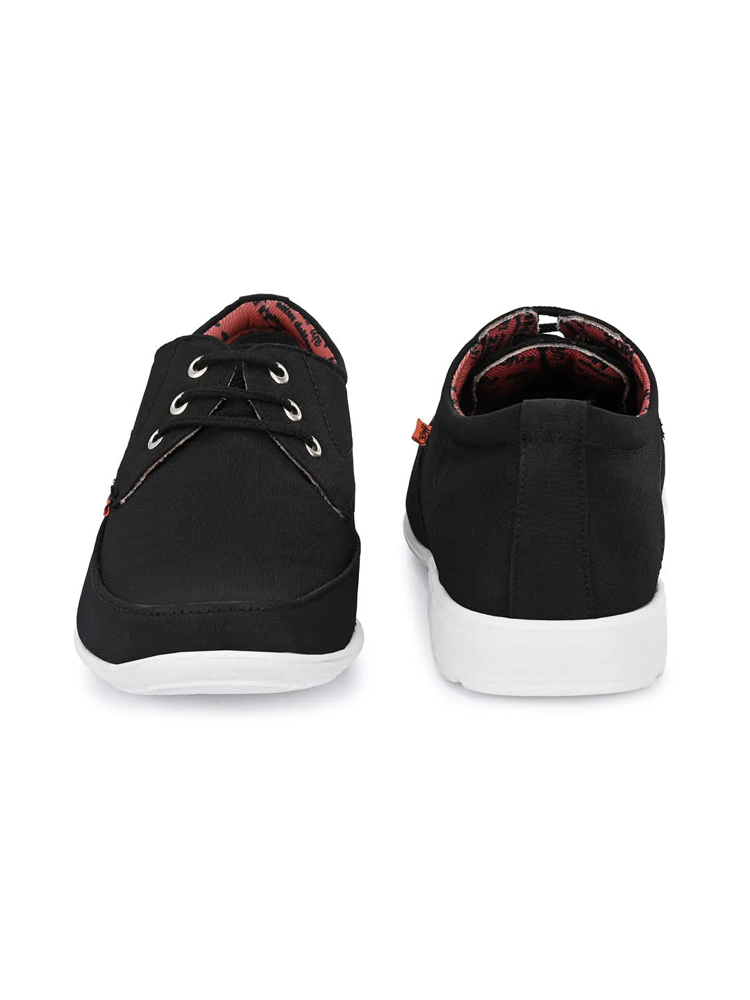 Hitz Men's Black Fabrick Made Lace-up Comfort Casual Shoes