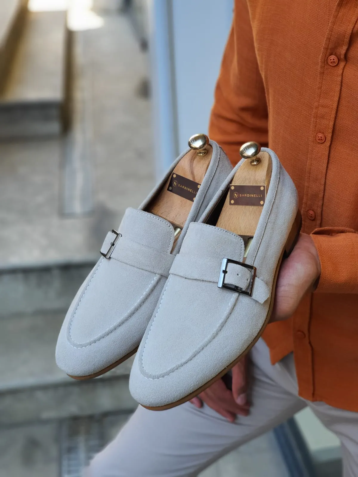 Jhon Sardinelli Buckled Detailed Suede Beige Shoes