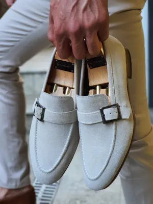 Jhon Sardinelli Buckled Detailed Suede Beige Shoes