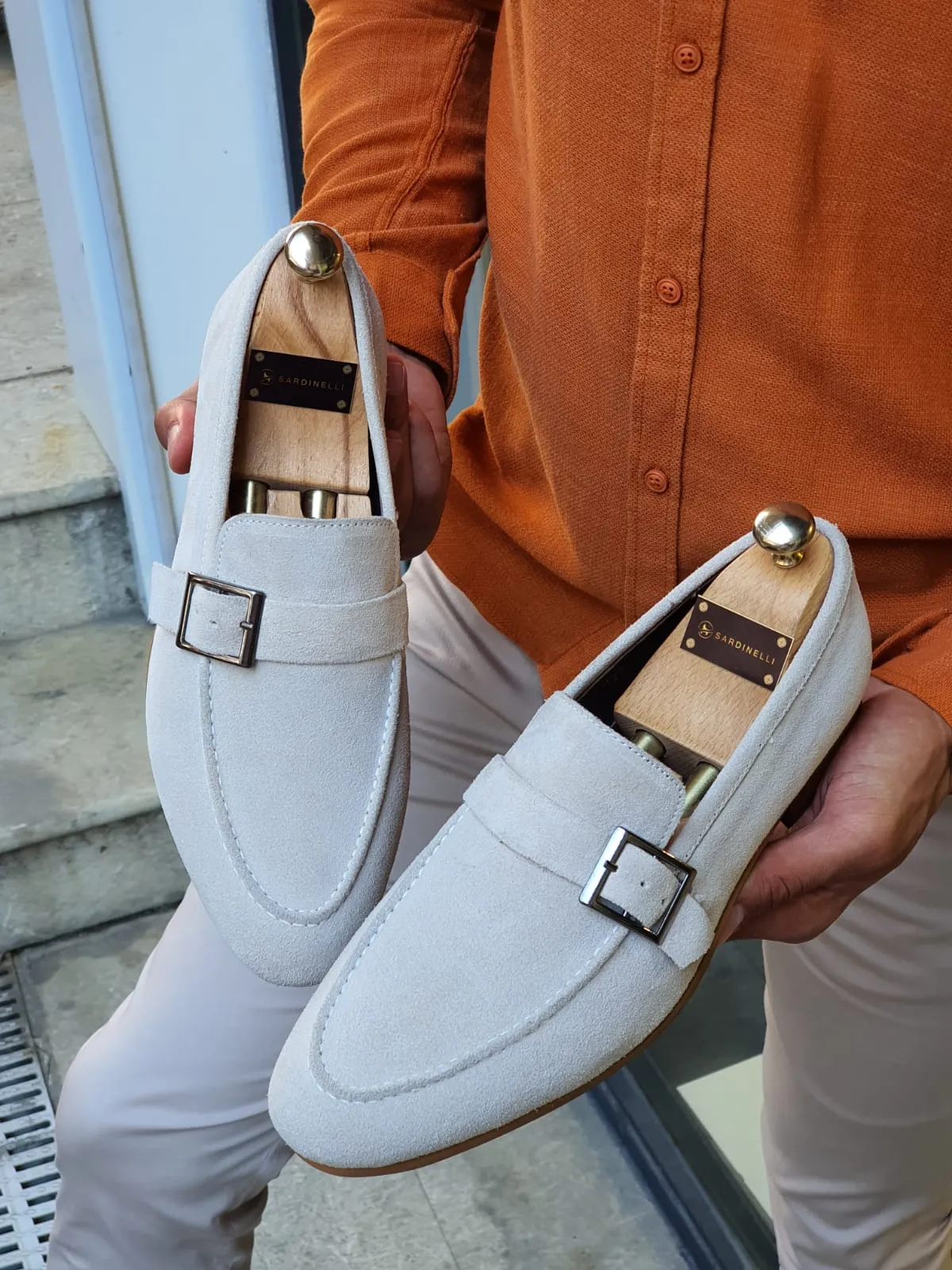 Jhon Sardinelli Buckled Detailed Suede Beige Shoes