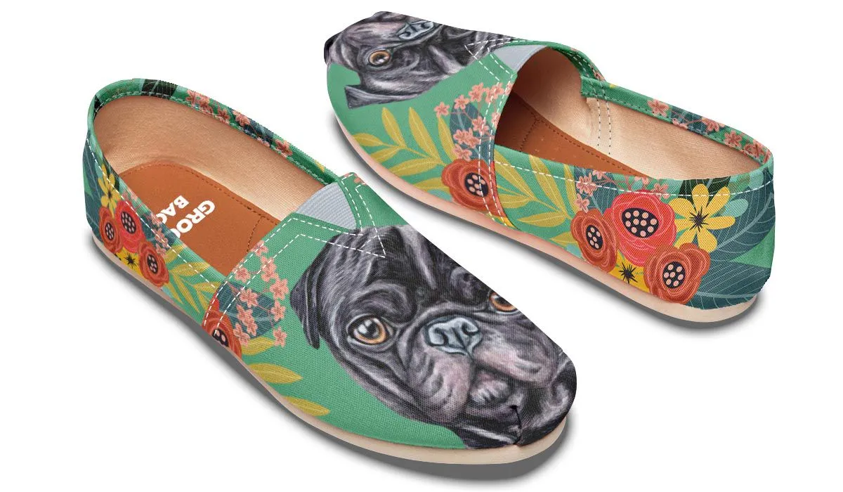 Joyful Black Pug Casual Shoes