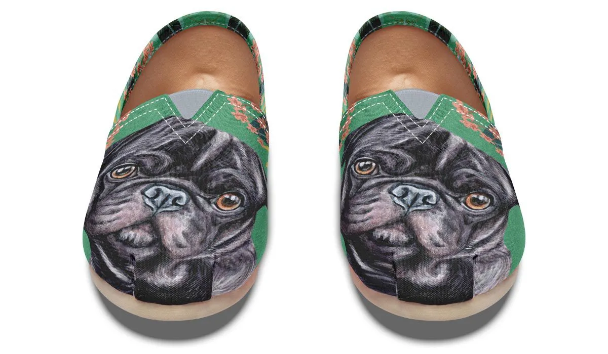 Joyful Black Pug Casual Shoes