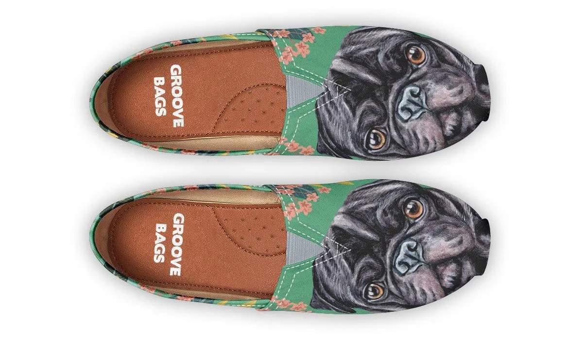 Joyful Black Pug Casual Shoes