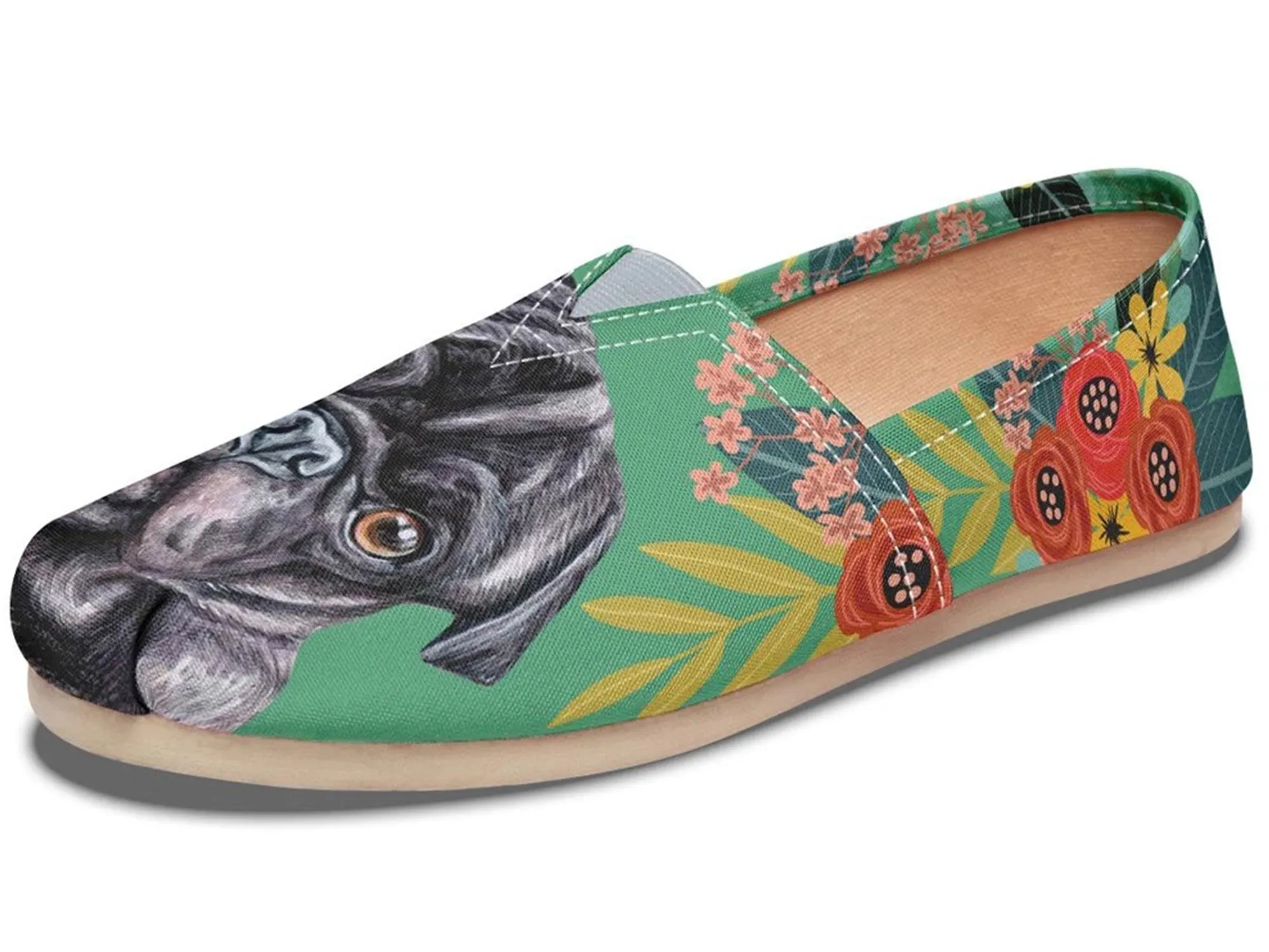 Joyful Black Pug Casual Shoes
