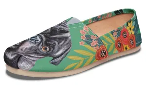 Joyful Black Pug Casual Shoes