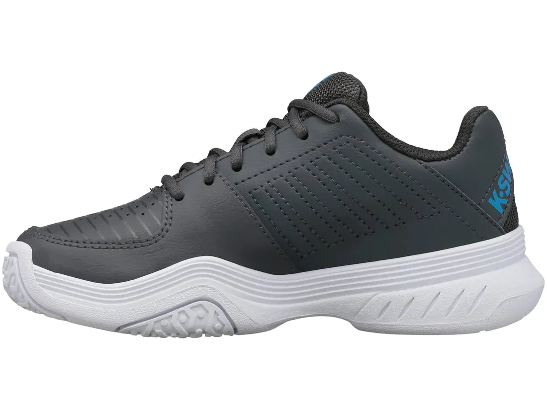 K-Swiss Varsity V Court Express Omni Tennis Shoes in Dark Shadow/White/Swedish Blue