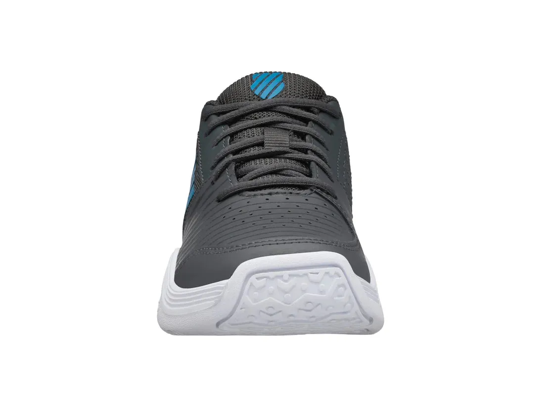 K-Swiss Varsity V Court Express Omni Tennis Shoes in Dark Shadow/White/Swedish Blue