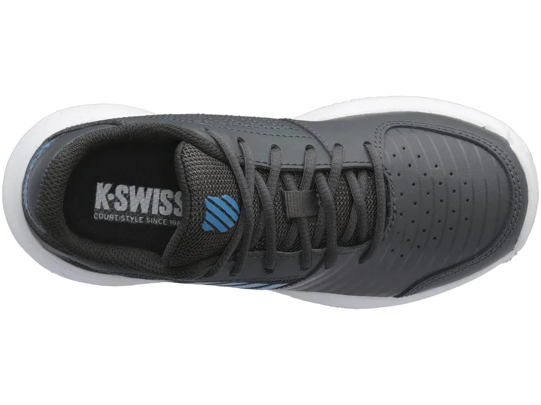 K-Swiss Varsity V Court Express Omni Tennis Shoes in Dark Shadow/White/Swedish Blue