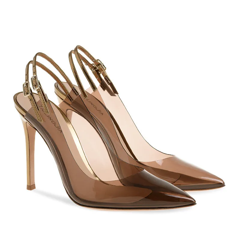 kamames Fashion Women's Shoes Are Now Made Into Sexy Pointed Transparent PVC High-Heeled Shoes.