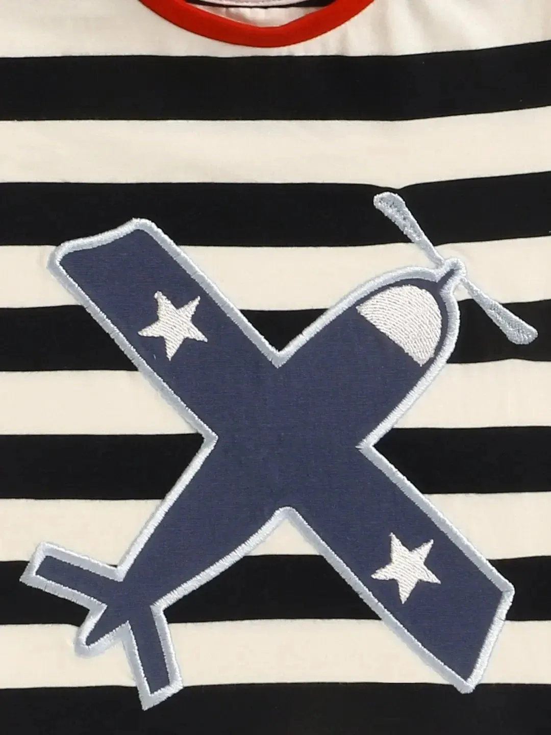 Kids White Aeroplane Applique T-shirt