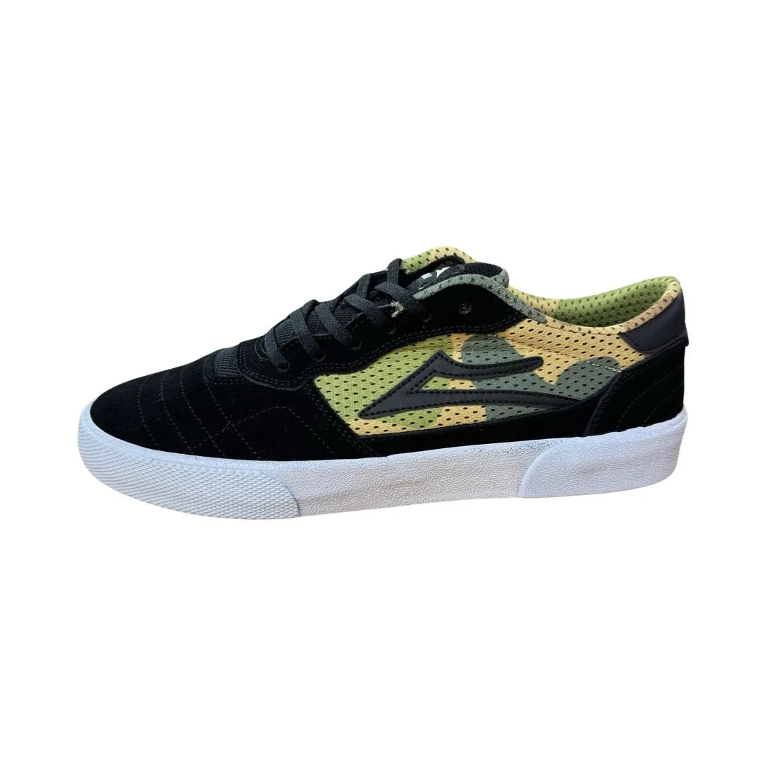 Lakai Cambridge Skate Shoe in Black and Camo Suede