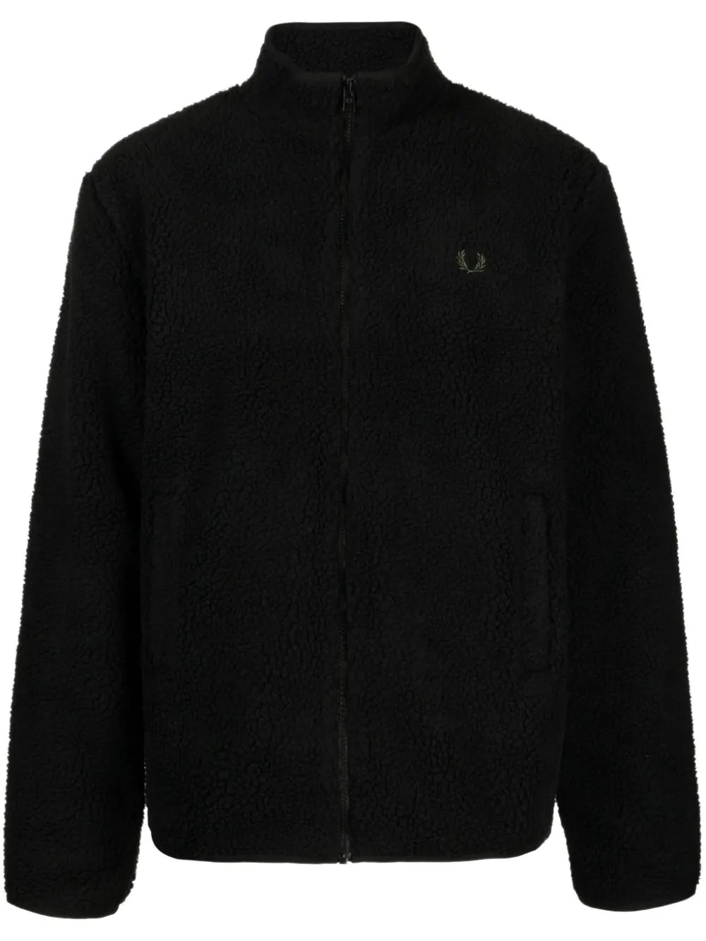 logo-embroidered fleece bomber jacket