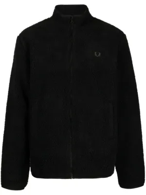 logo-embroidered fleece bomber jacket