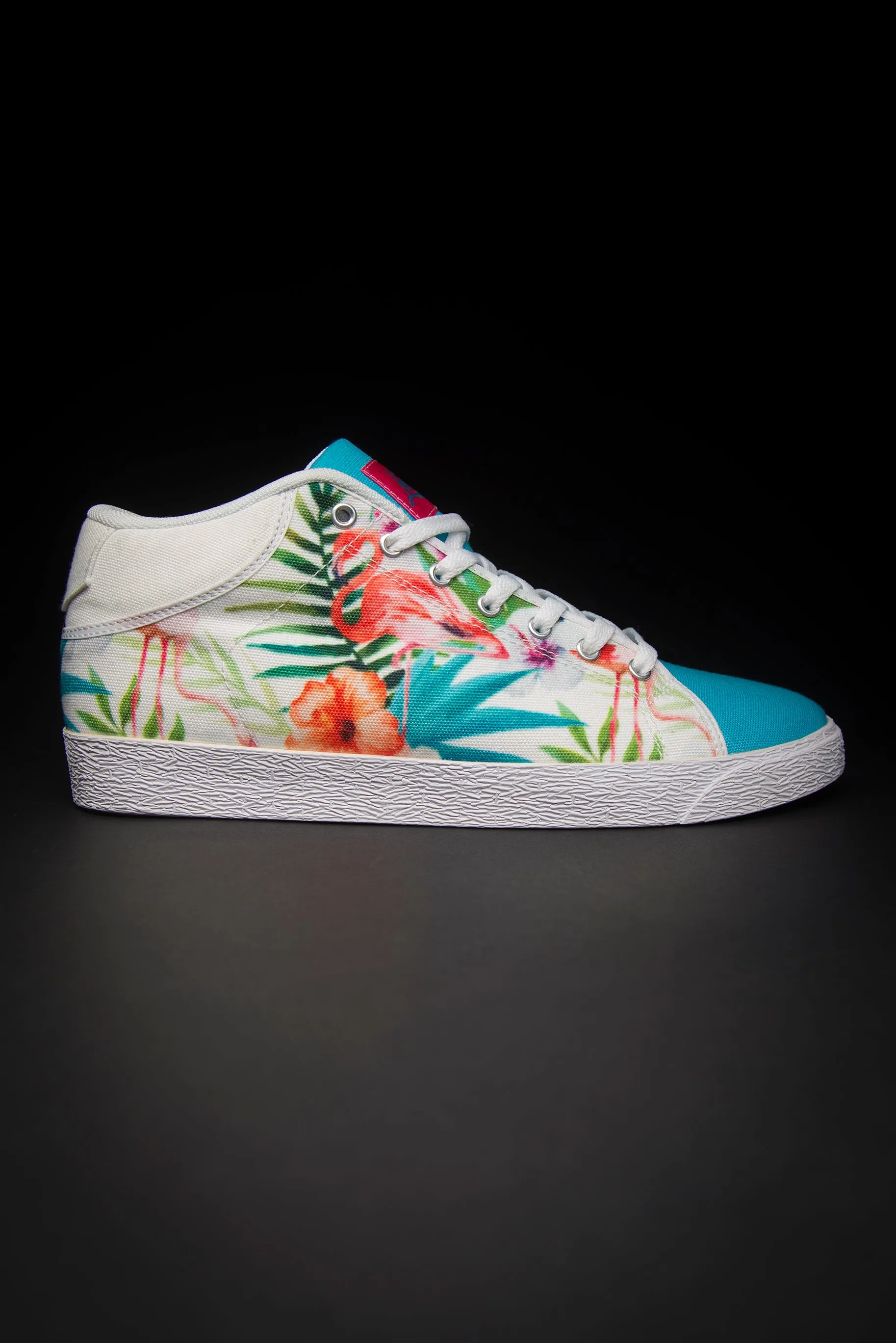 Loyalty Flamingo Watercolor Canvas Mid Top Ladies Sneaker