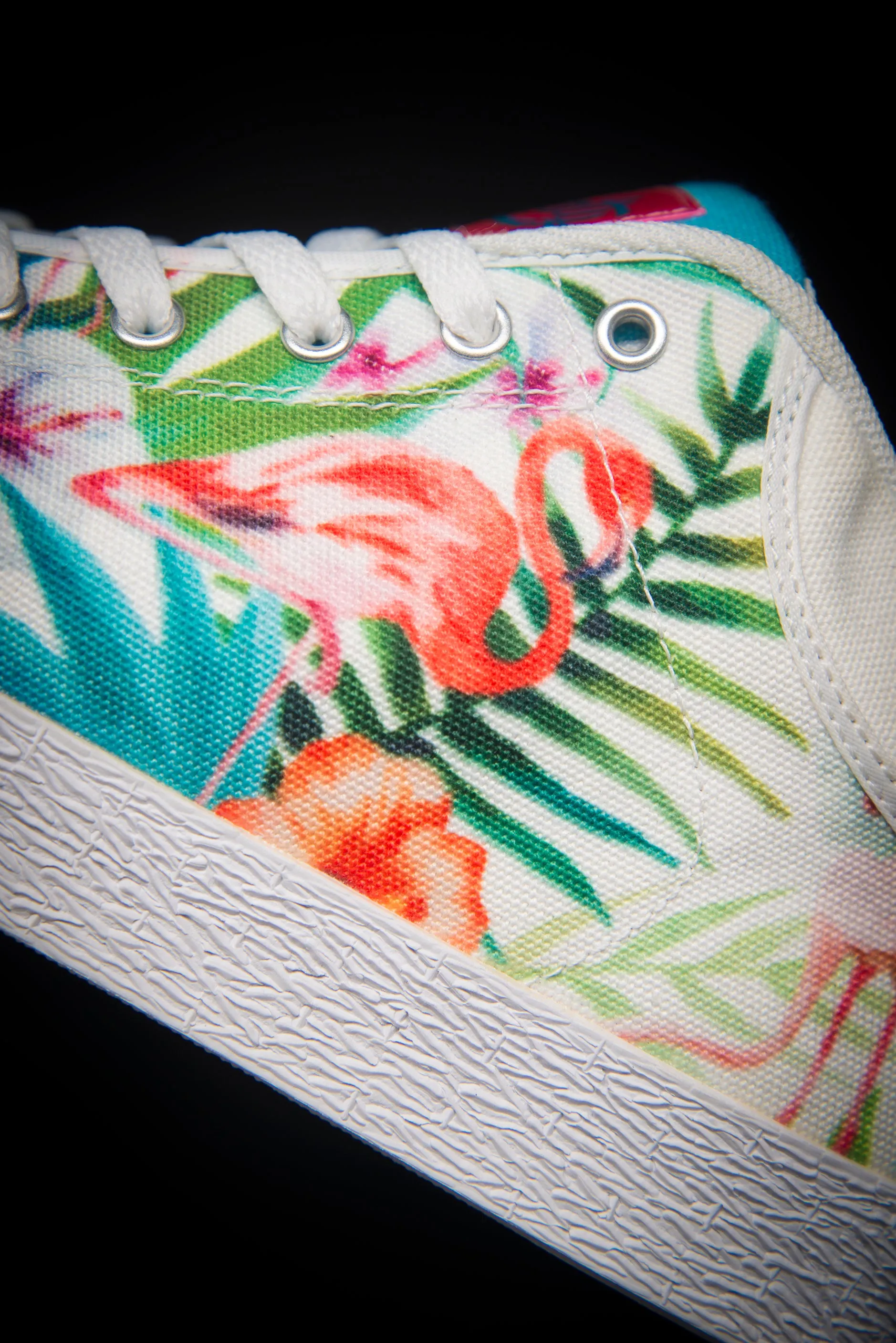 Loyalty Flamingo Watercolor Canvas Mid Top Ladies Sneaker