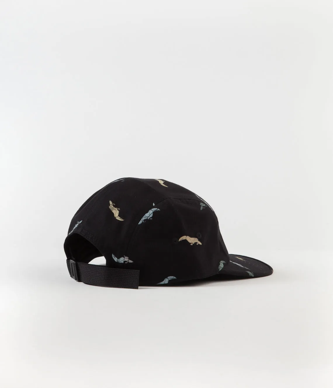 Magenta Flock 5 Panel Cap - Black