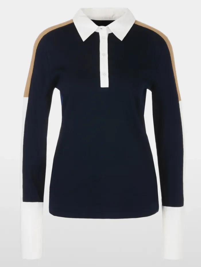Marc Cain Sports Women's Polo Shirt Top With Colour Blocking YS 53.11 J55 COL 394