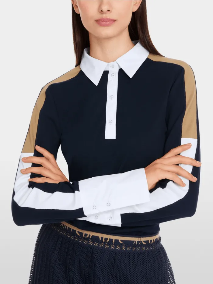 Marc Cain Sports Women's Polo Shirt Top With Colour Blocking YS 53.11 J55 COL 394