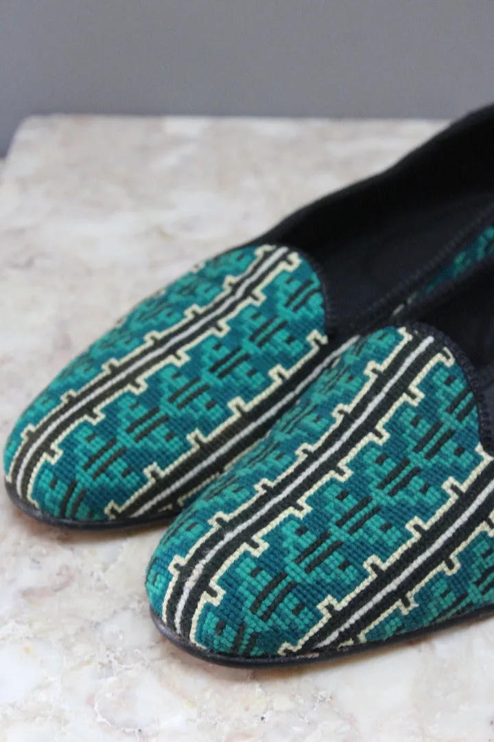 Mens Hand Made Tapestry Slippers