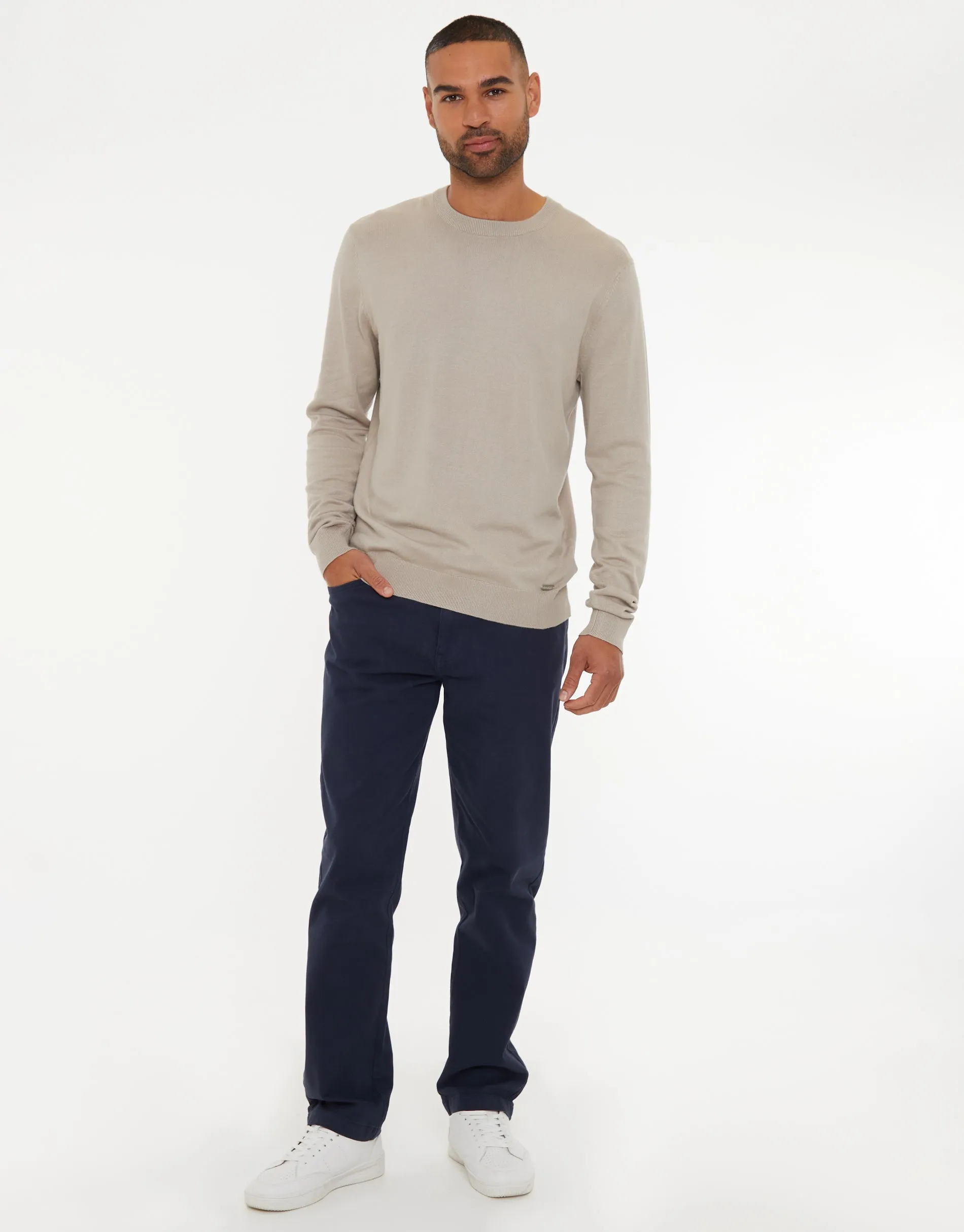 Men's Navy Straight Leg Canvas Trousers