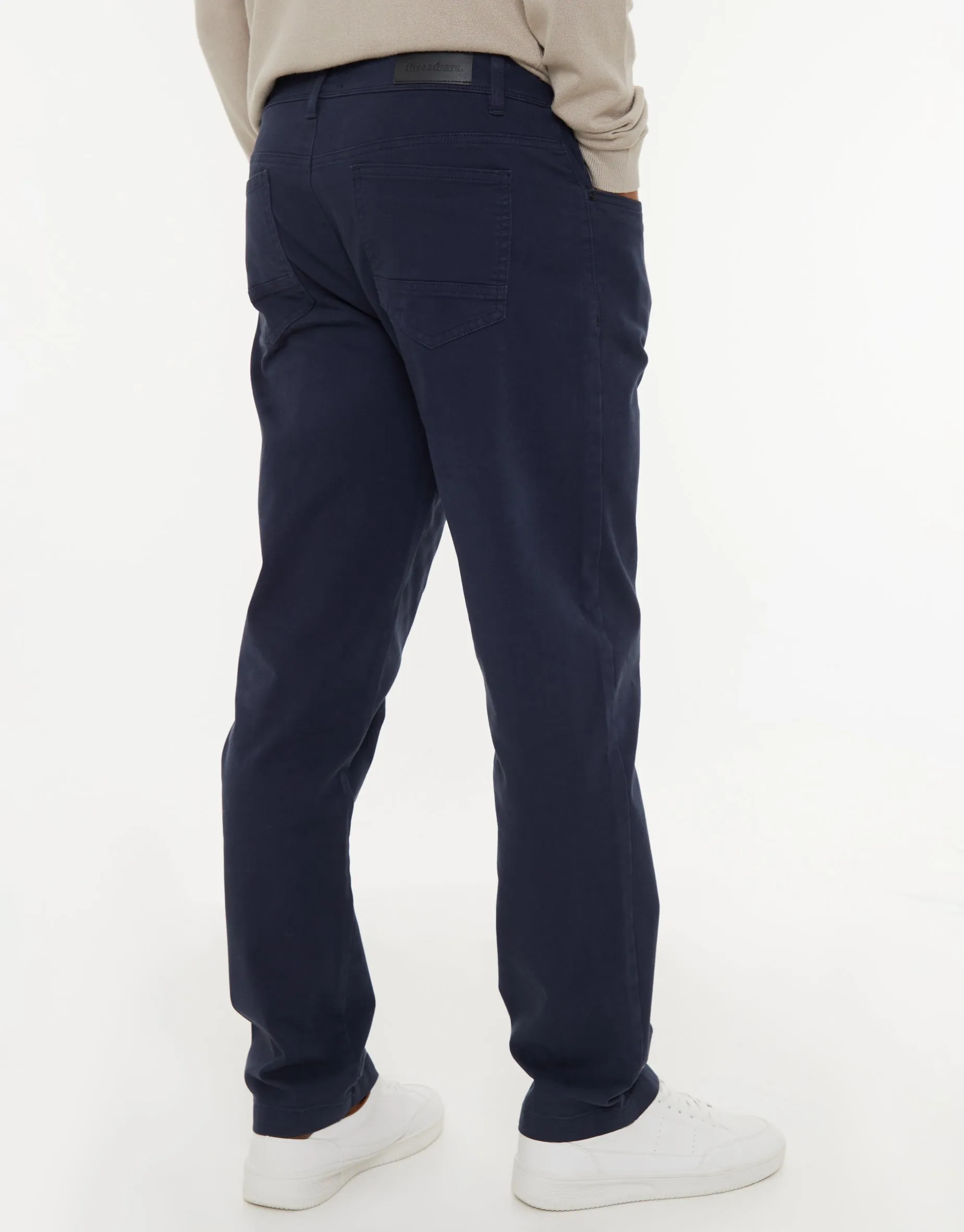 Men's Navy Straight Leg Canvas Trousers