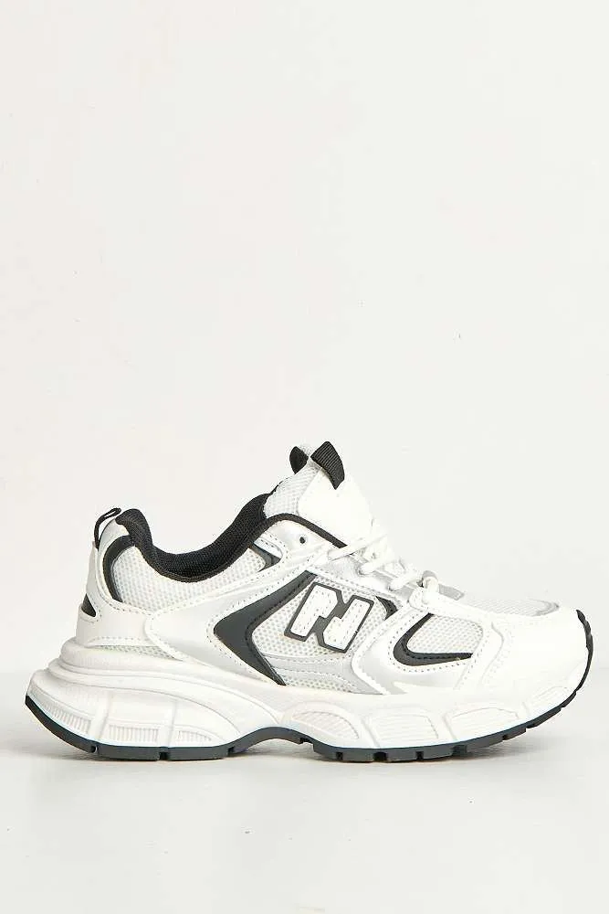 Nerva Stripe Panel N Lace Up Trainers in Silver
