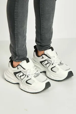 Nerva Stripe Panel N Lace Up Trainers in Silver