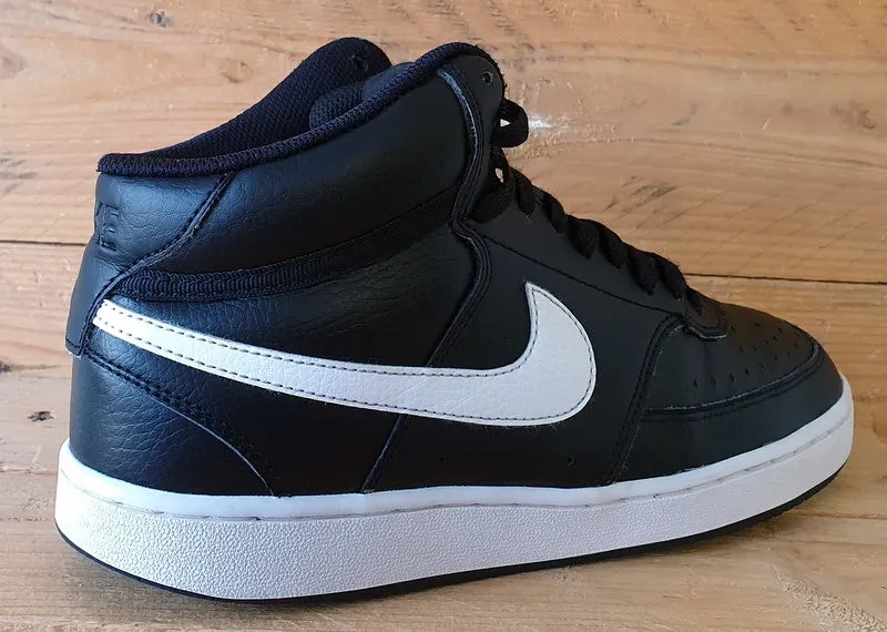 Nike Court Vision Mid Leather Trainers UK6/US8.5/EU40 CD5436-001 Black/White