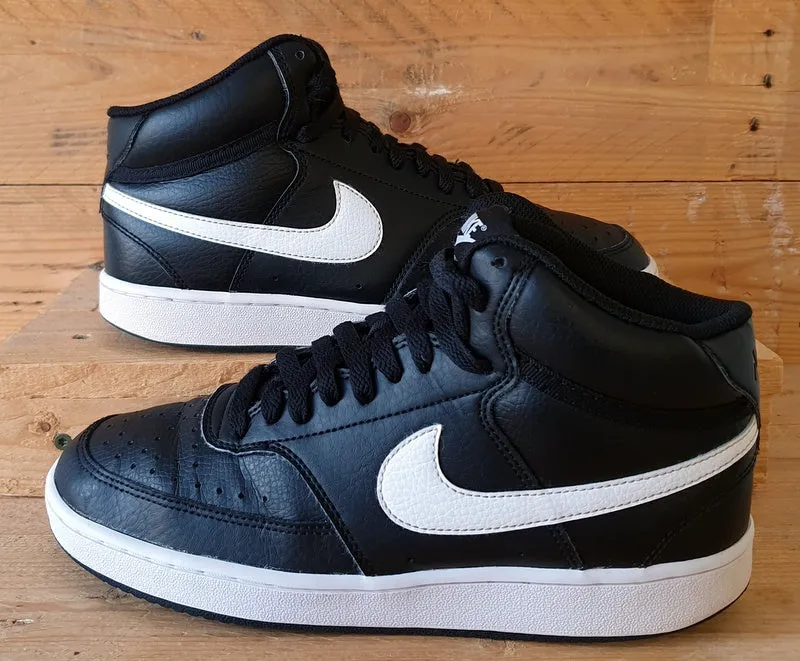 Nike Court Vision Mid Leather Trainers UK6/US8.5/EU40 CD5436-001 Black/White