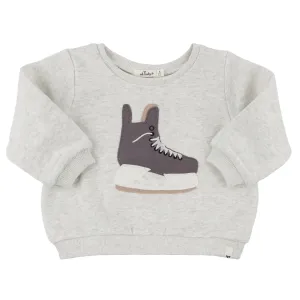 oh baby! Brooklyn Boxy Sweatshirt - Hockey Skate Applique - Heather Gray