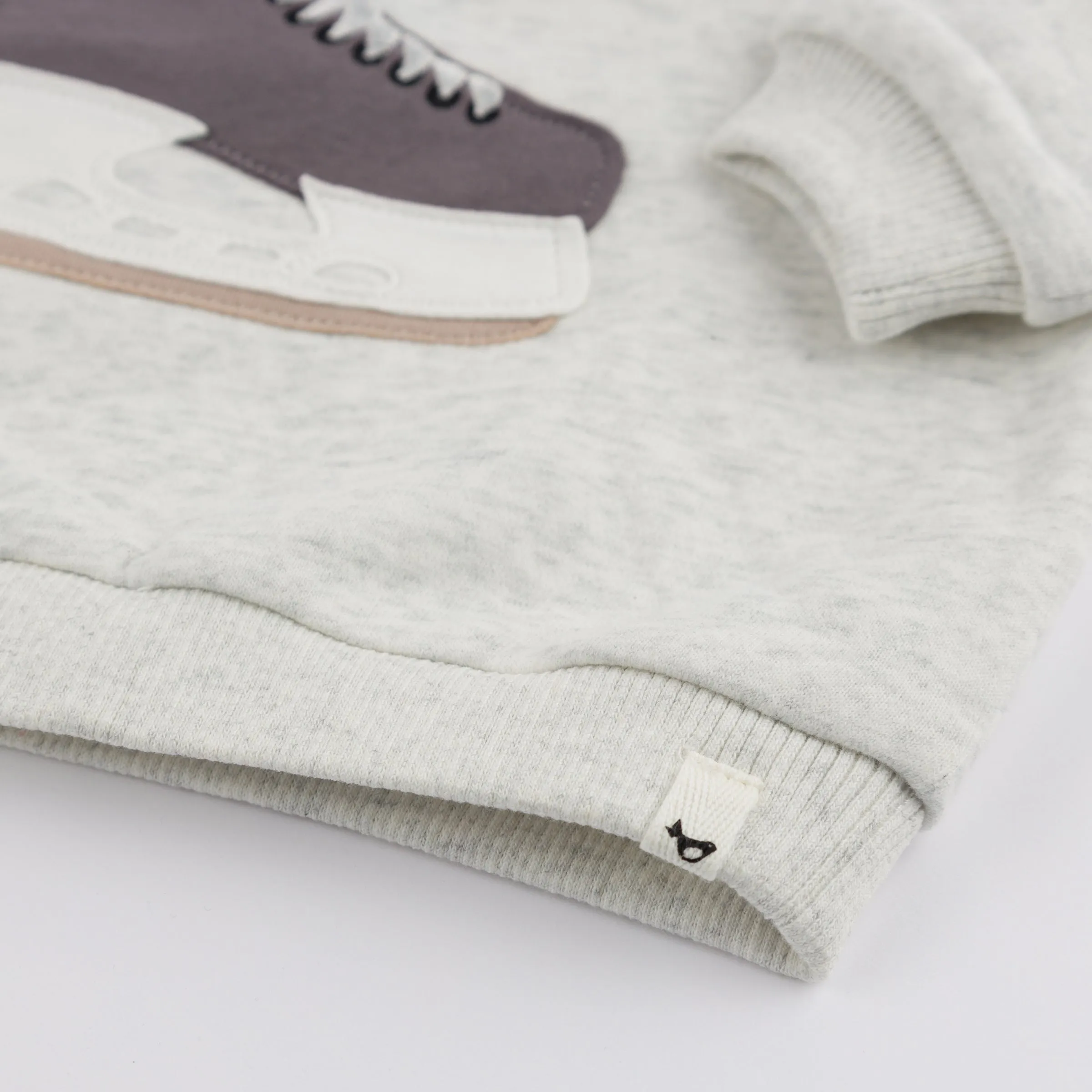 oh baby! Brooklyn Boxy Sweatshirt - Hockey Skate Applique - Heather Gray