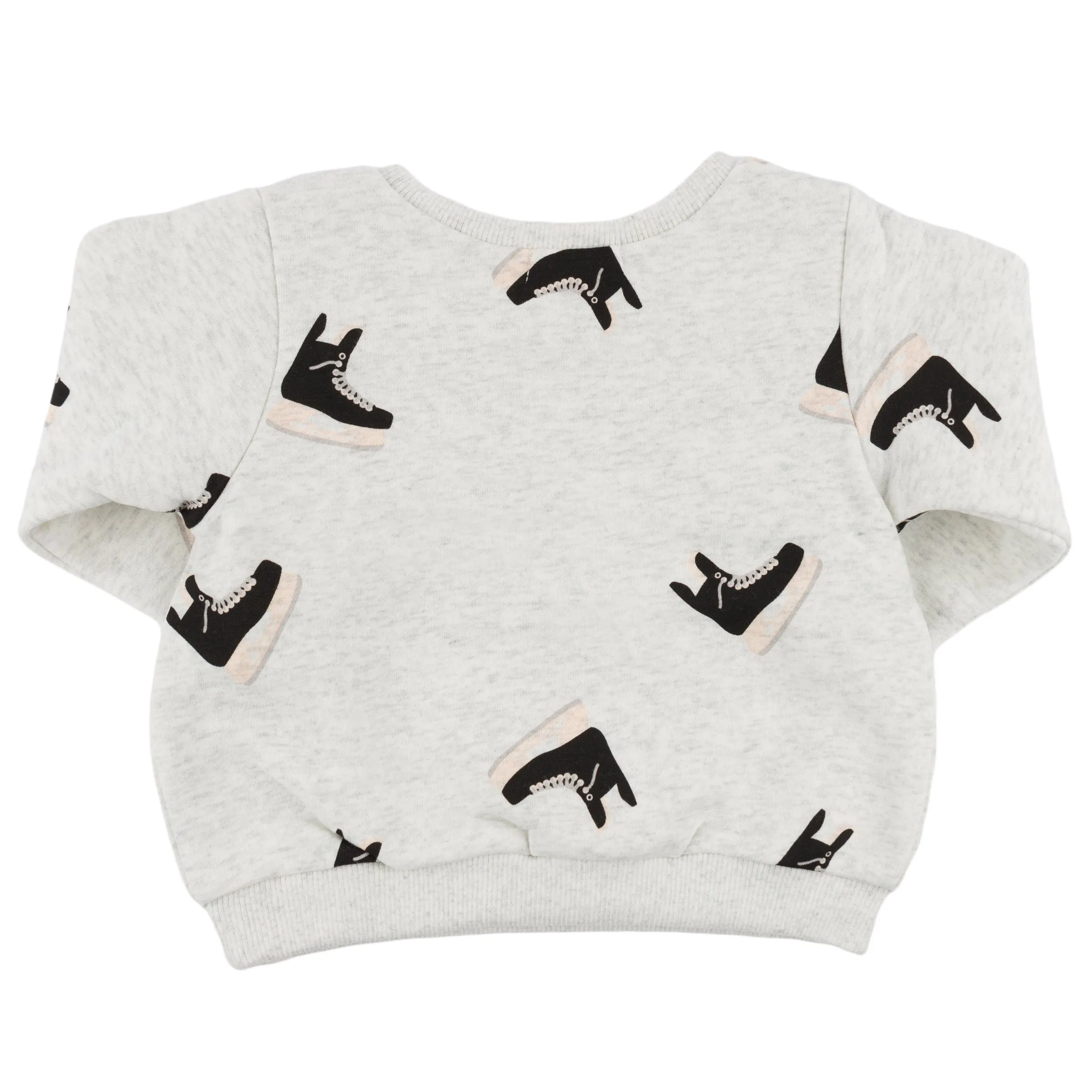 oh baby! Brooklyn Boxy Sweatshirt - Hockey Skate Print - Heather Gray