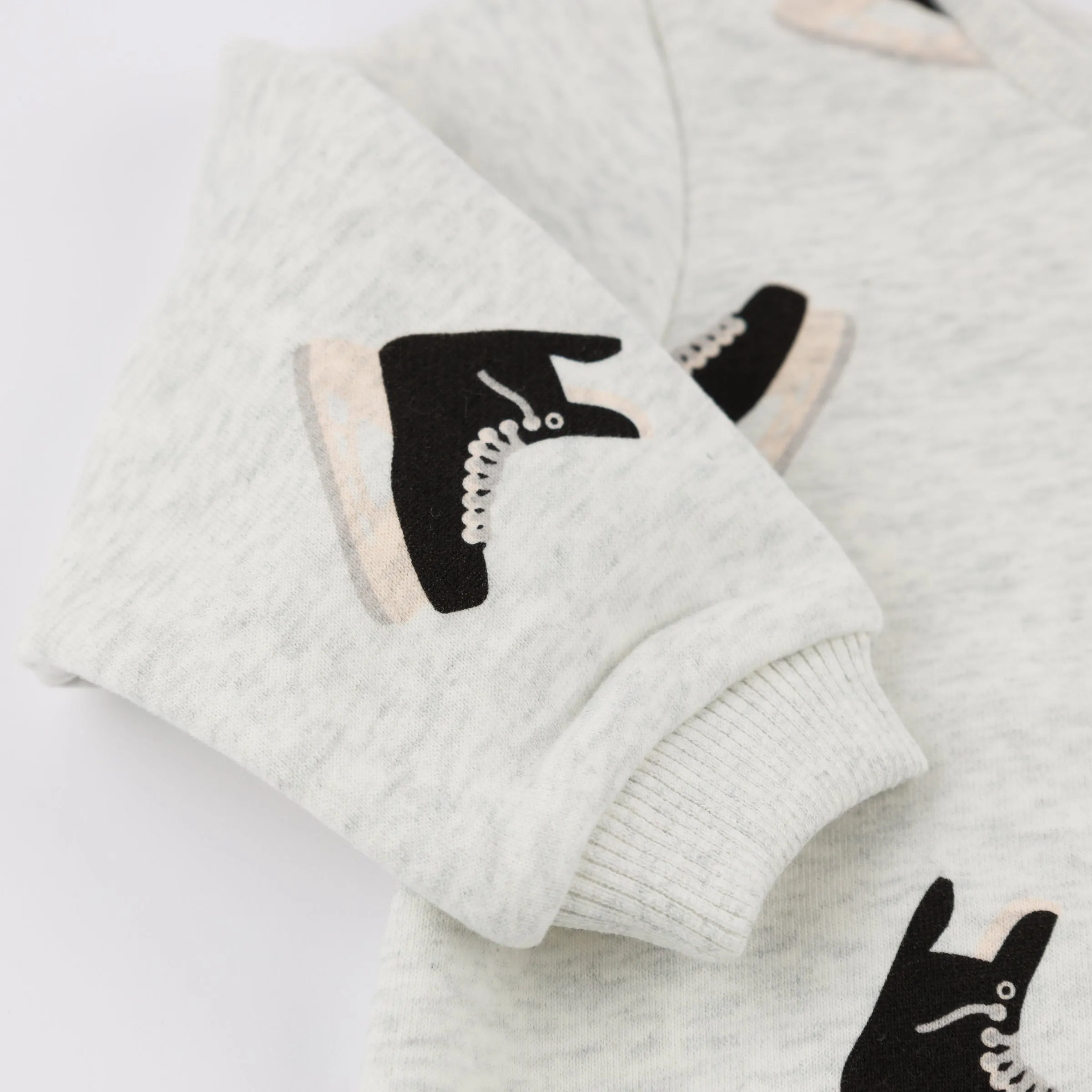 oh baby! Brooklyn Boxy Sweatshirt - Hockey Skate Print - Heather Gray