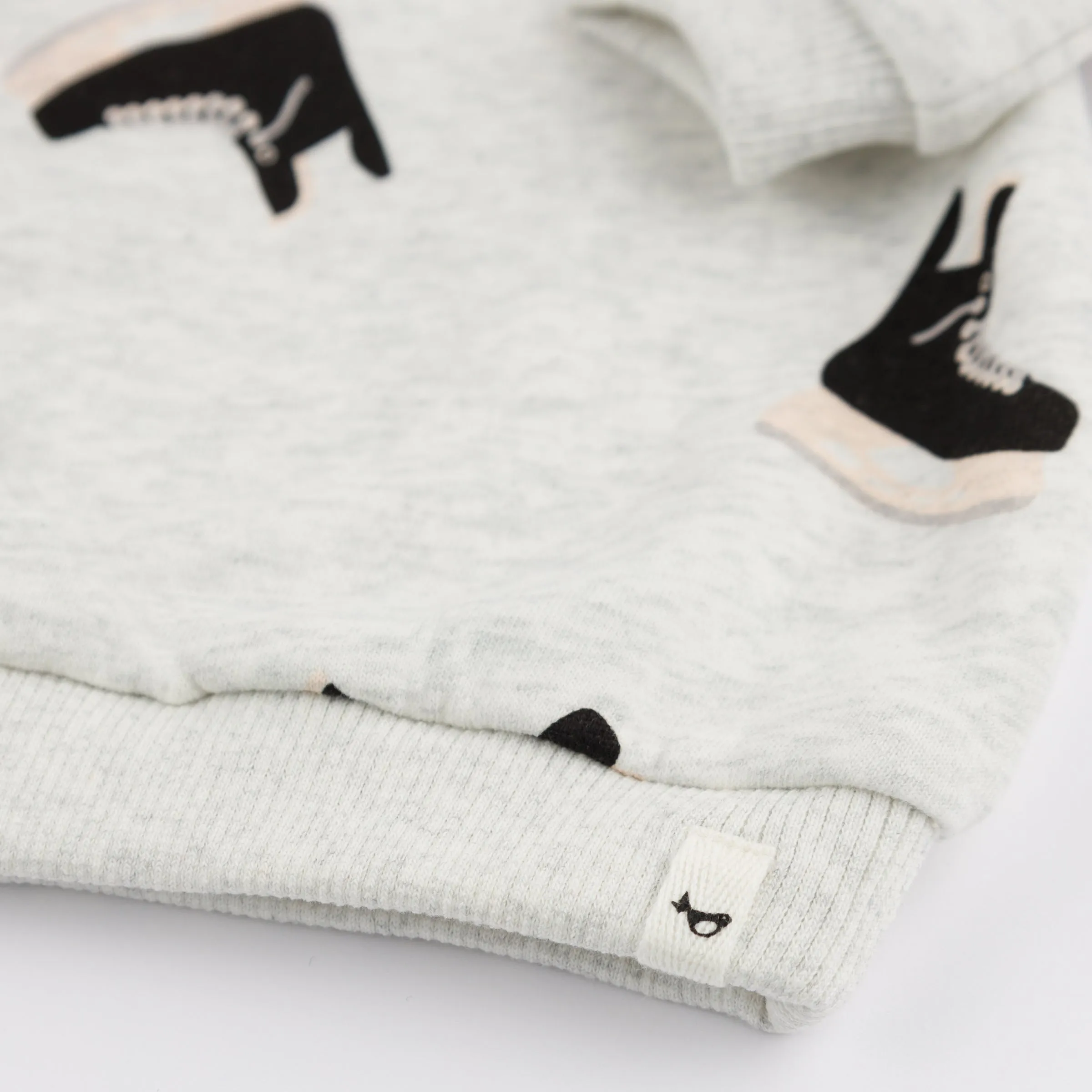 oh baby! Brooklyn Boxy Sweatshirt - Hockey Skate Print - Heather Gray