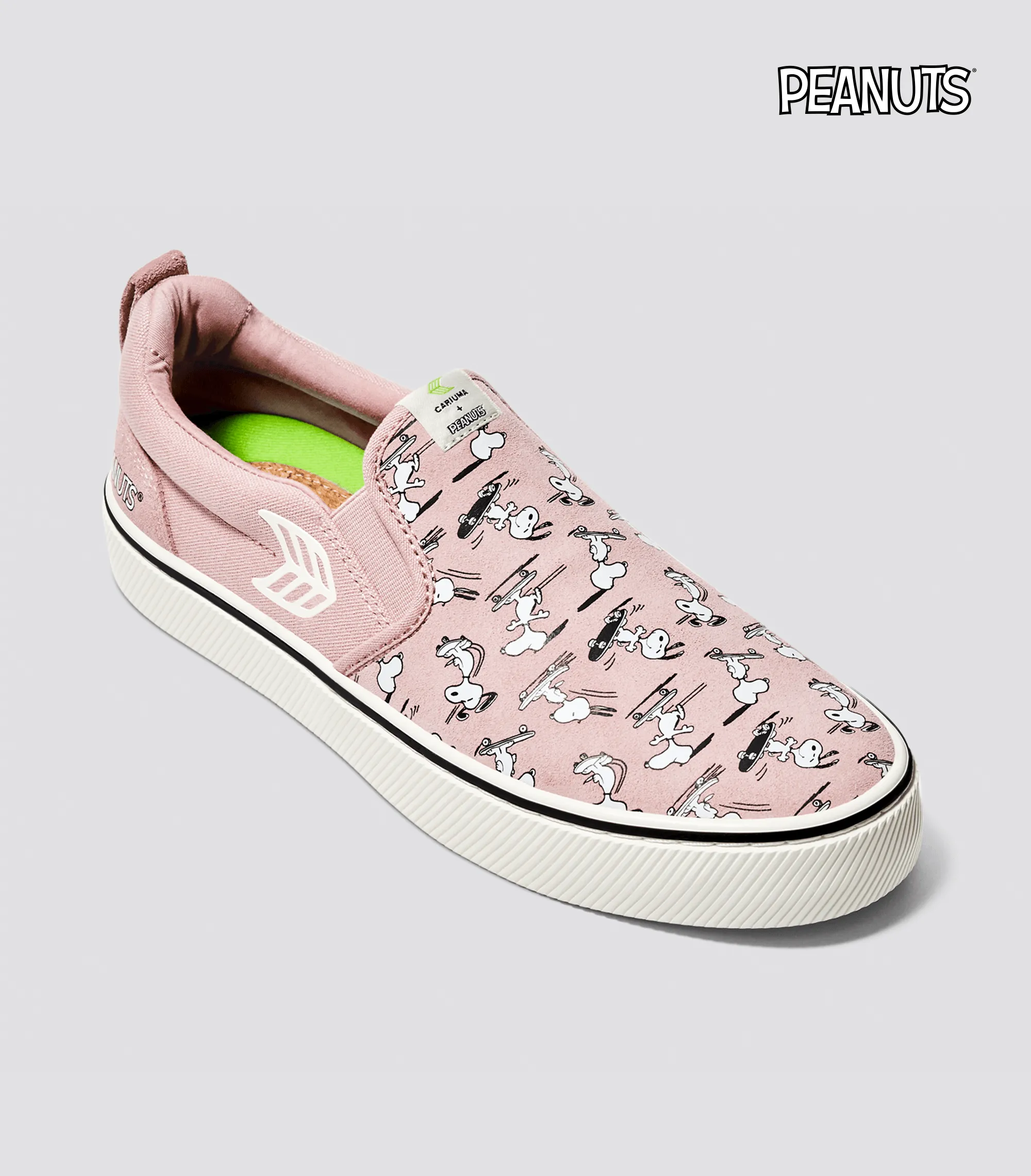 PEANUTS SLIP-ON PRO Snoopy Skate Rose Suede and Canvas Off-White Logo Men Sneaker