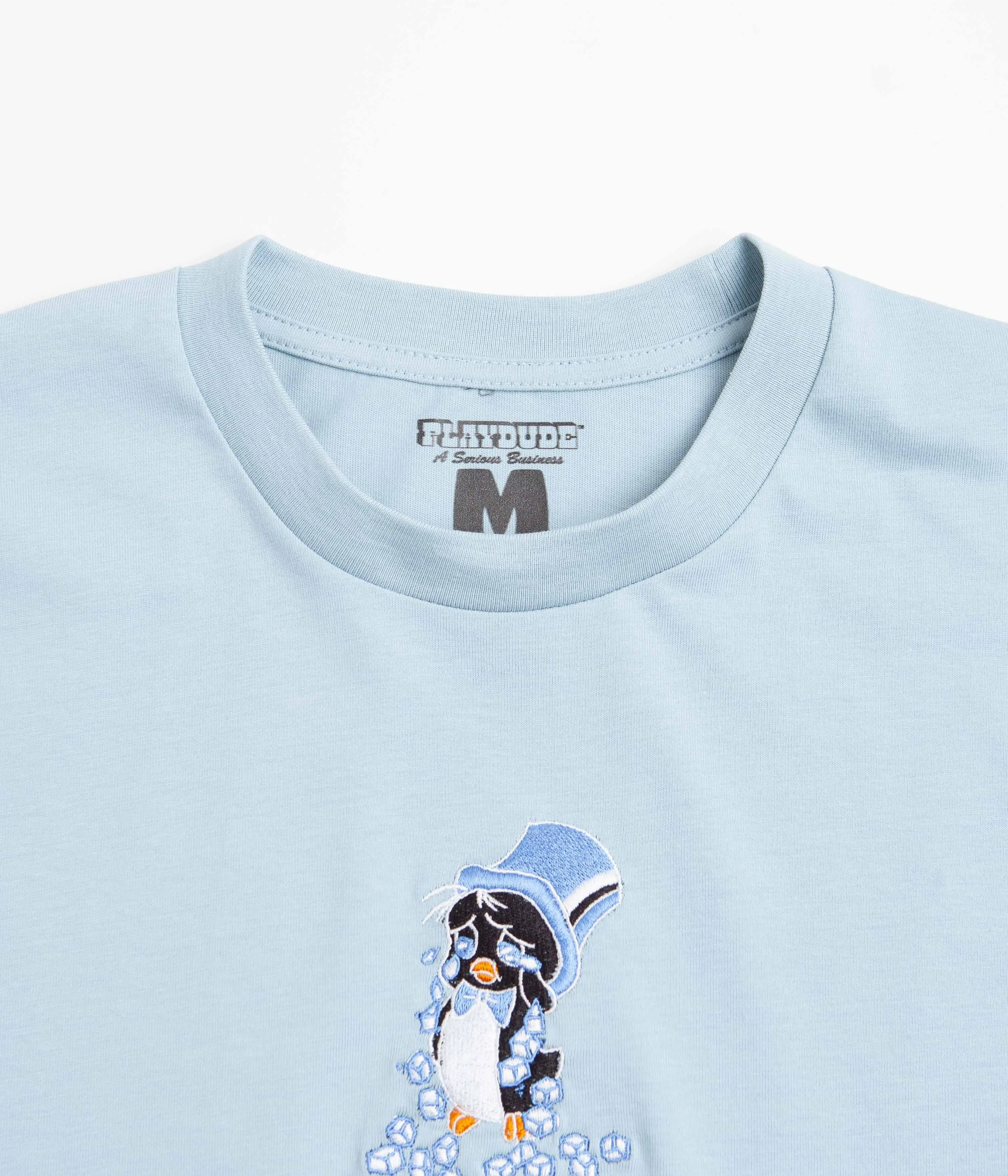Playdude Ice Cold Embroidered T-Shirt - Pale Blue