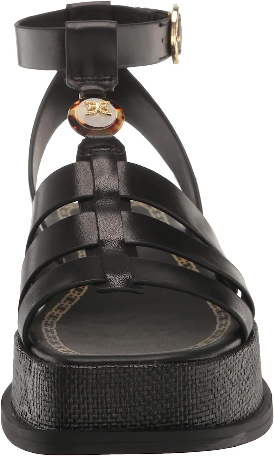 Sam Edelman Naima Black Narrow Leather Multi Straps Buckle Ankle Heel Sandals