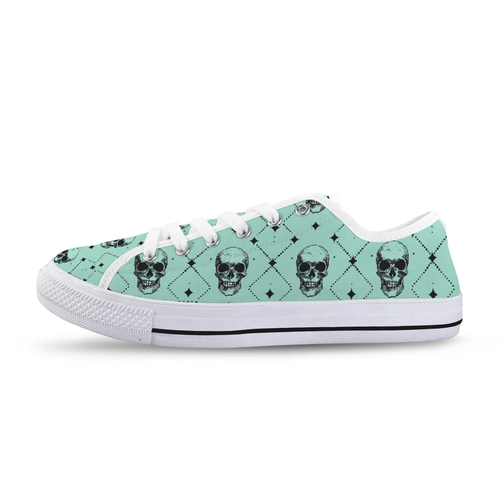 Skull Pattern Low Top Women's Shoes
