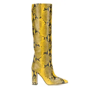 Snakeskin High Chunky Heel Knee High Boots