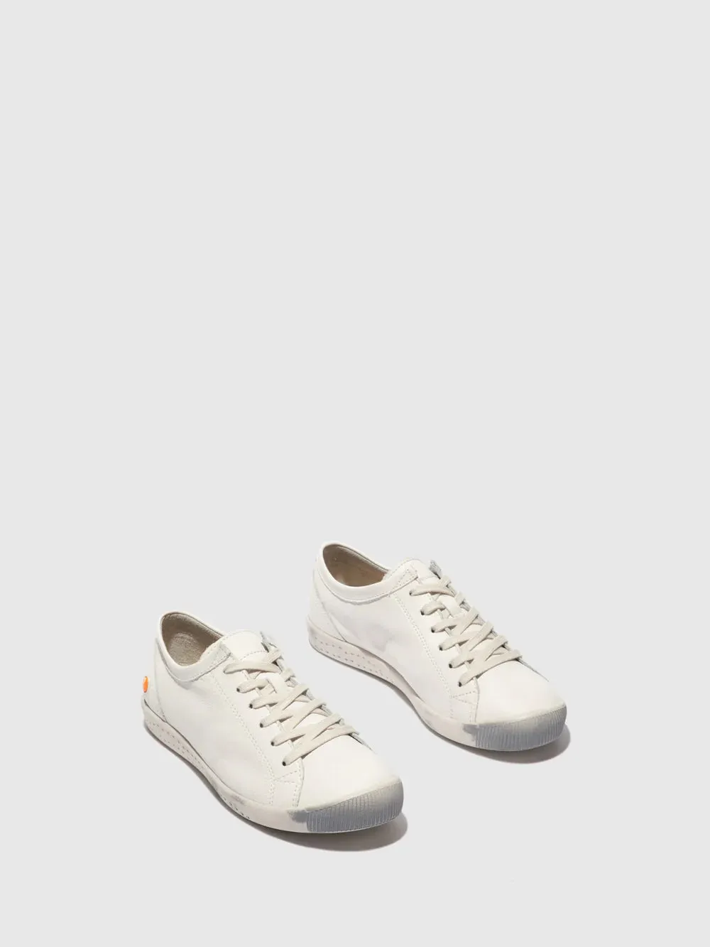Softinos Women's ISLA154SOF Leather Lace-up Trainers Smooth White