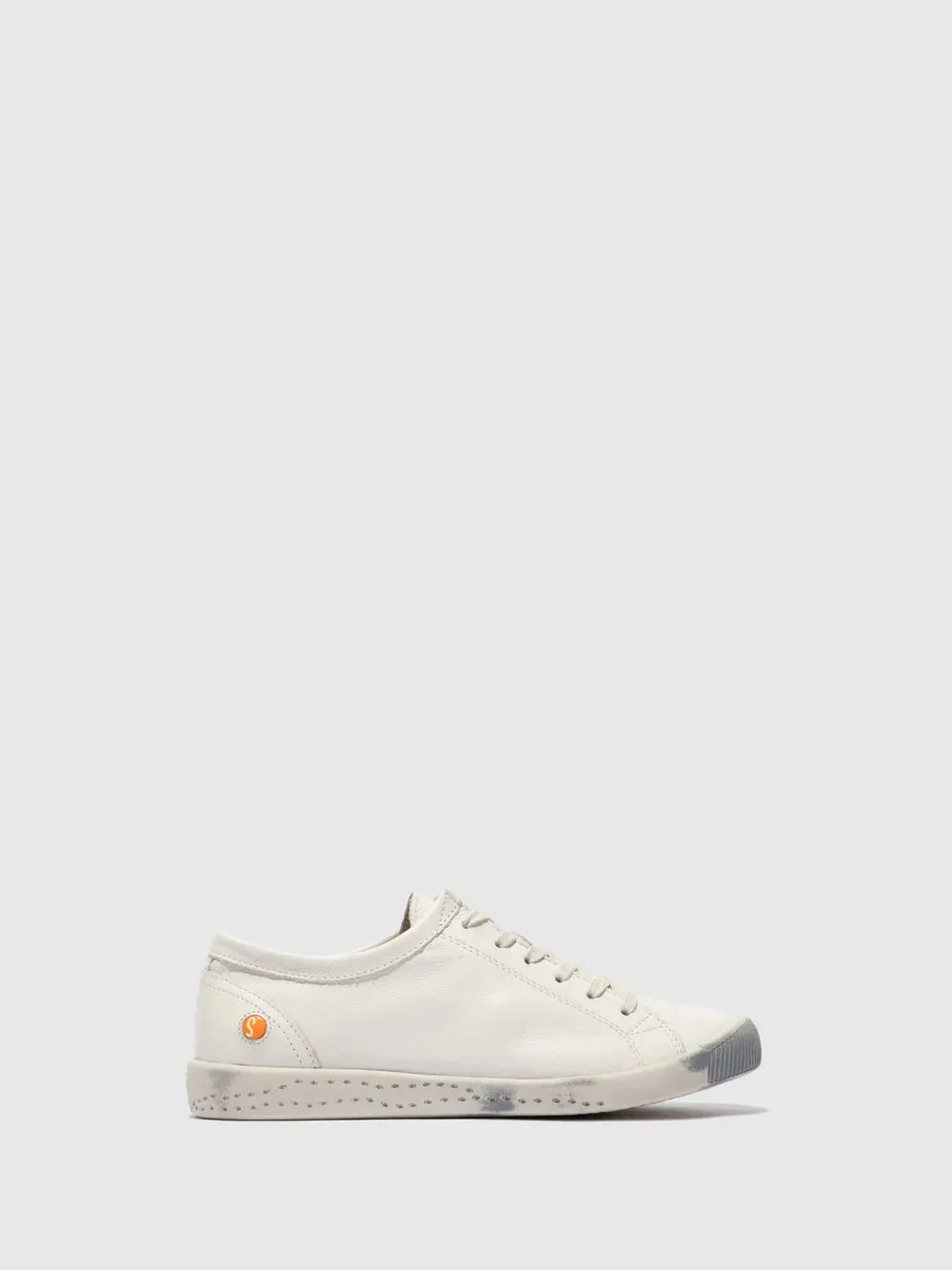 Softinos Women's ISLA154SOF Leather Lace-up Trainers Smooth White