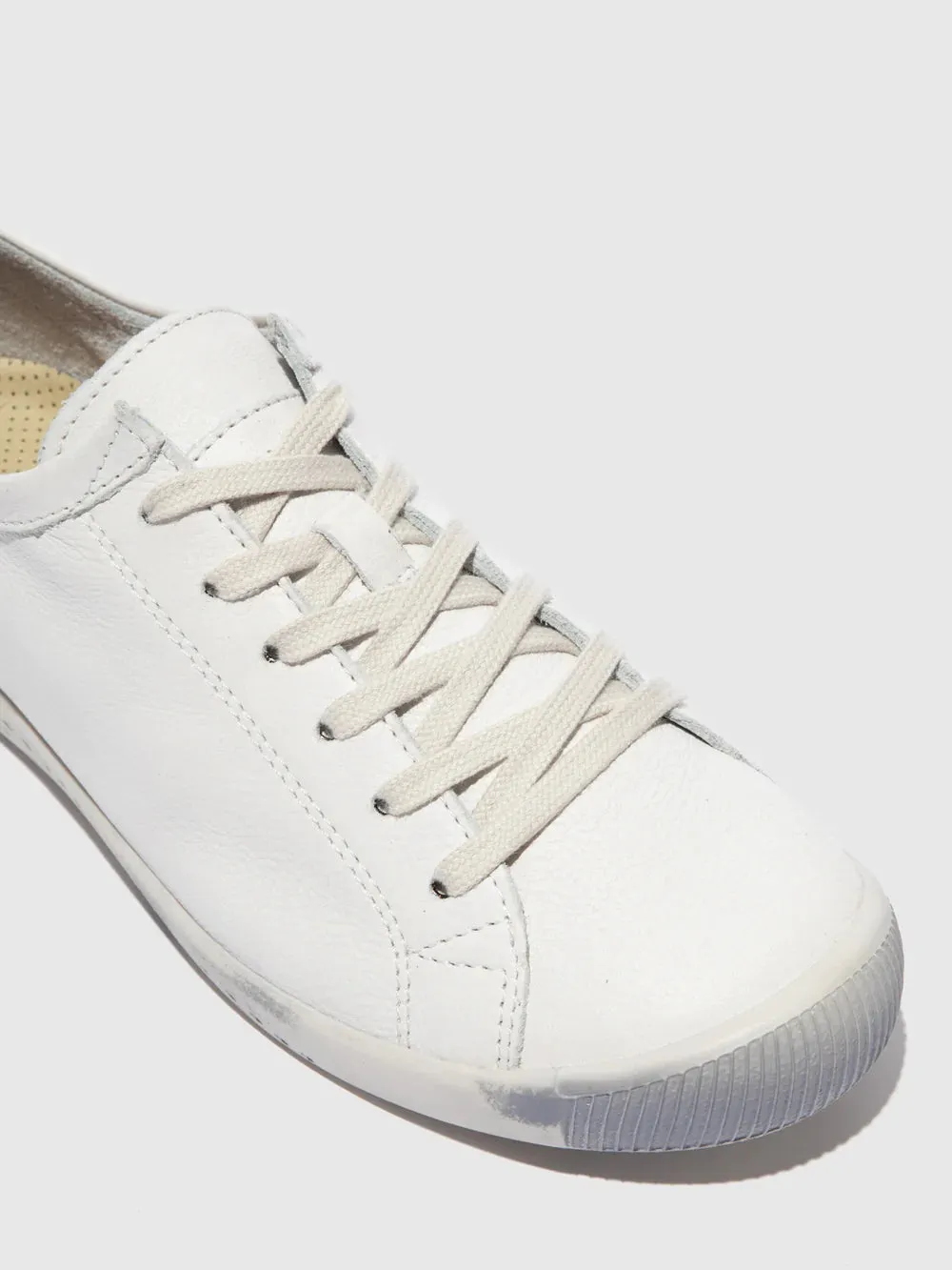 Softinos Women's ISLA154SOF Leather Lace-up Trainers Smooth White