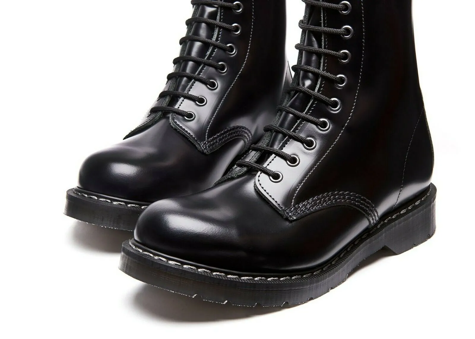 Solovair Schuhe Shoes Boots Stiefel 8-Loch Leder Black Glatt Made in England NEU
