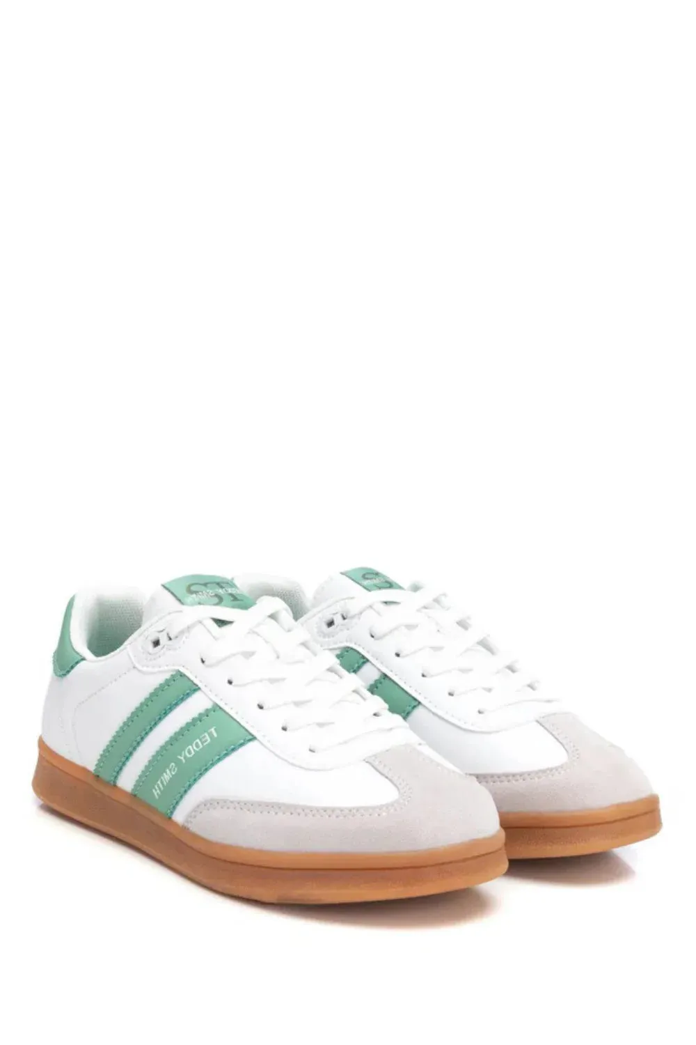TEDDY SMITH 120131 GREEN AND WHITE TRAINERS