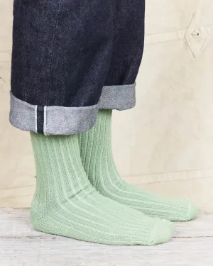 Tender Wool Rib Socks Chlorophyll Dyed