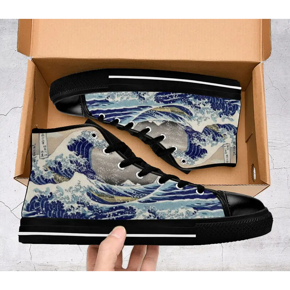 The Great Wave off Kanagawa Shoes High Top Sneakers for Kids and Adults
