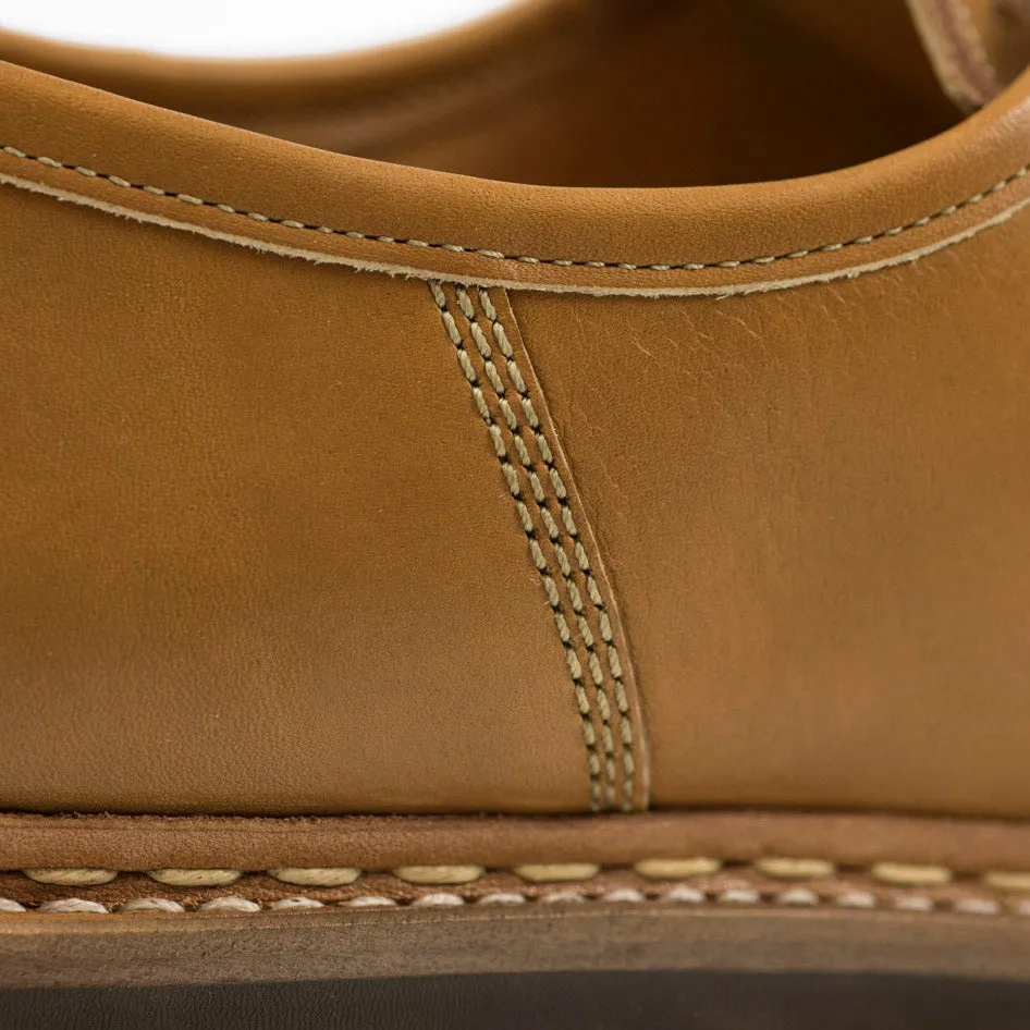 Thuya moccasin toe shoe in chestnut calf, rubber sole