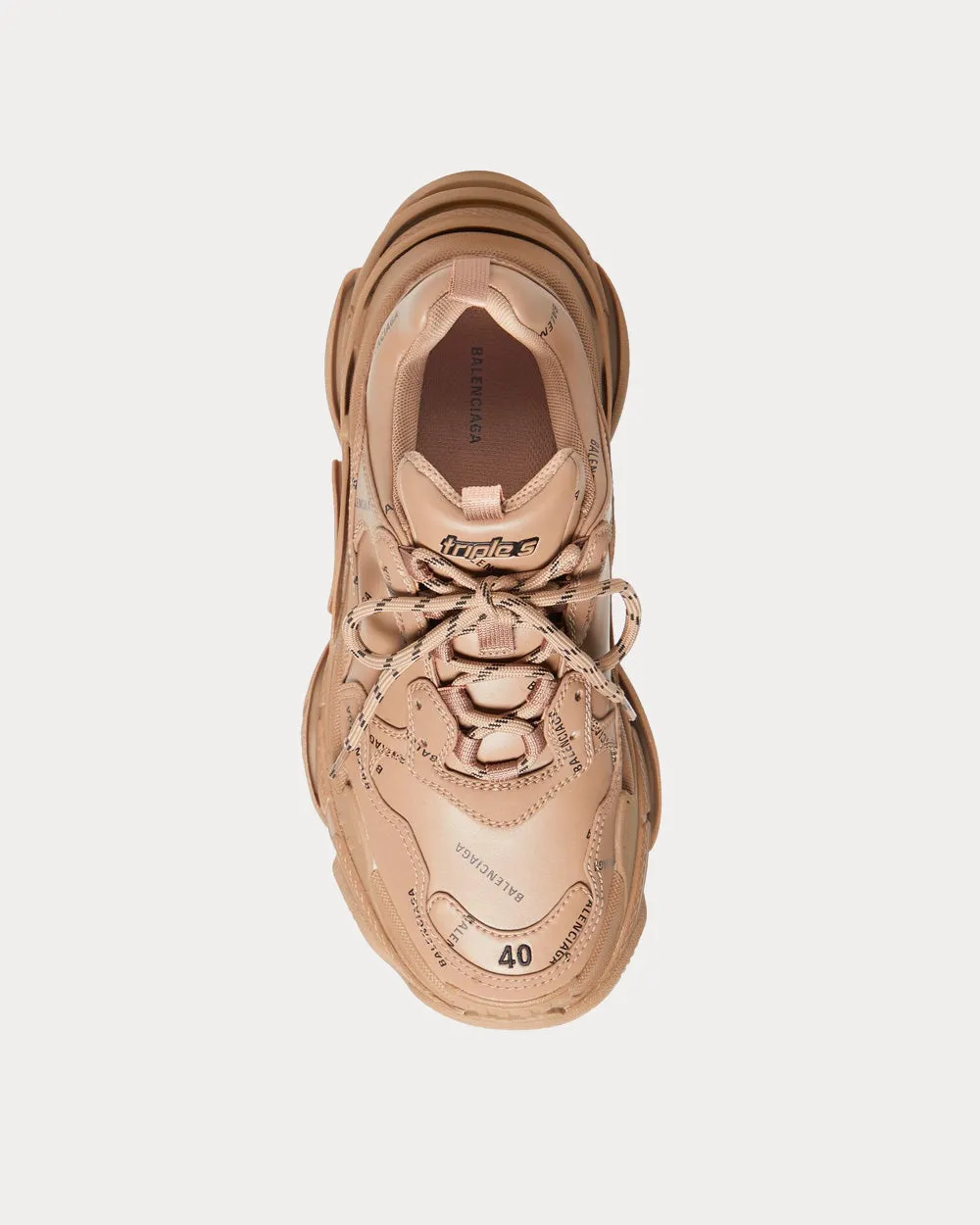 Triple S Year Of The Tiger Allover Logo Double Foam & Mesh Dark Beige Low Top Sneakers