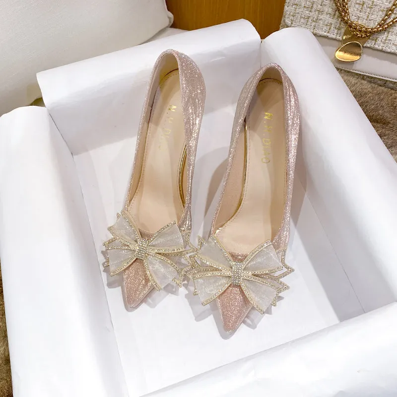 Versatile Fairy-inspired Silver Stiletto Heels Shoes Heel Height 9CM