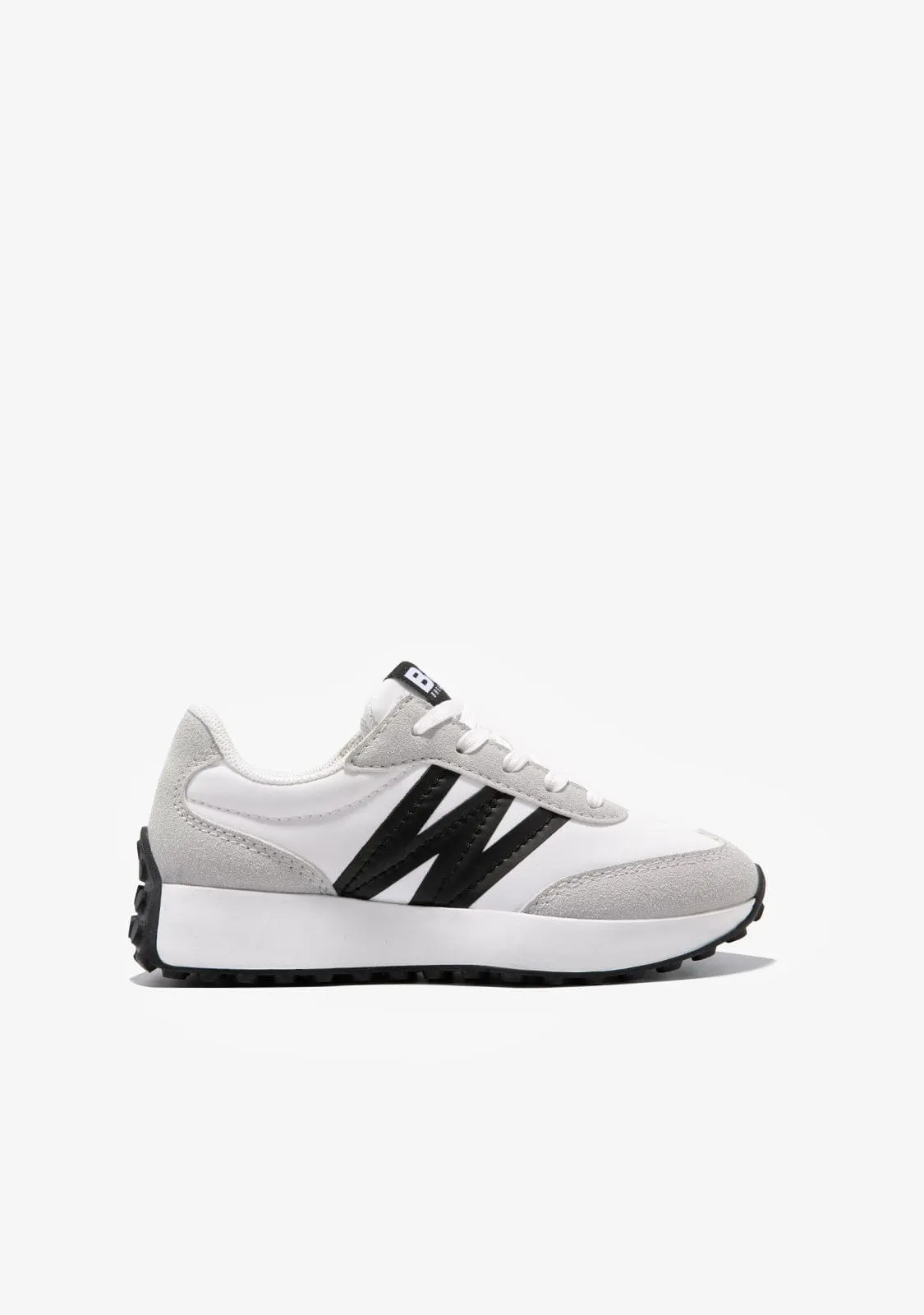 White B&W Logo Sneakers